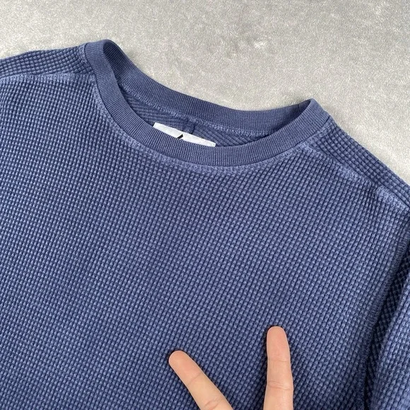 American Giant Shirt Mens Size M Blue Thermal Waffle Long Sleeve Made In USA - Picture 6 of 15